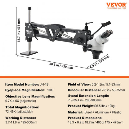JH-1B - Versatile Multi-Directional Microscope with 7X-45X Magnification