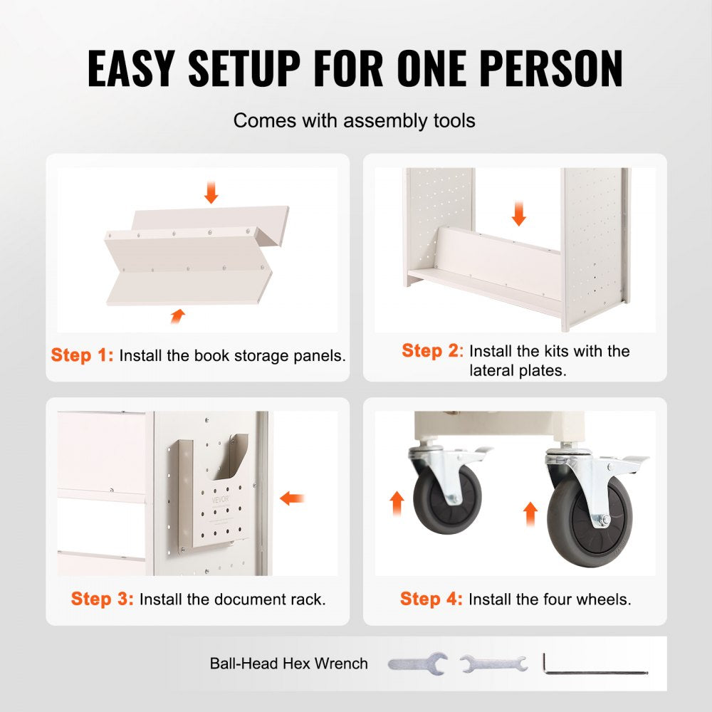 HXTC-W - Durable VEVOR Book Cart 39.4"x20.1" for 330 lbs Capacity