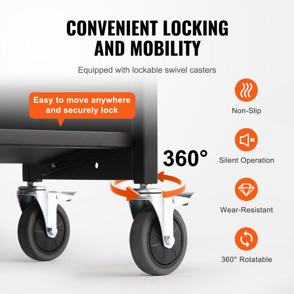 HXTC-W - Double-Sided Black Book Cart for 330 lbs of Books