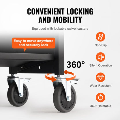 HXTC-W - Double-Sided Black Book Cart for 330 lbs of Books