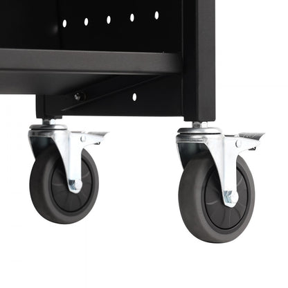 HXTC-W - Double-Sided Black Book Cart for 330 lbs of Books