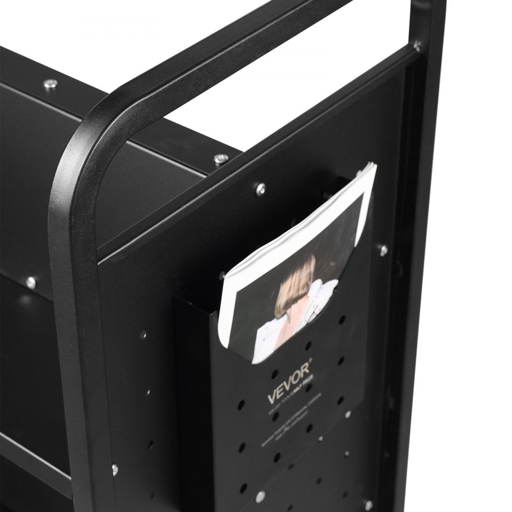 HXTC-W - Double-Sided Black Book Cart for 330 lbs of Books