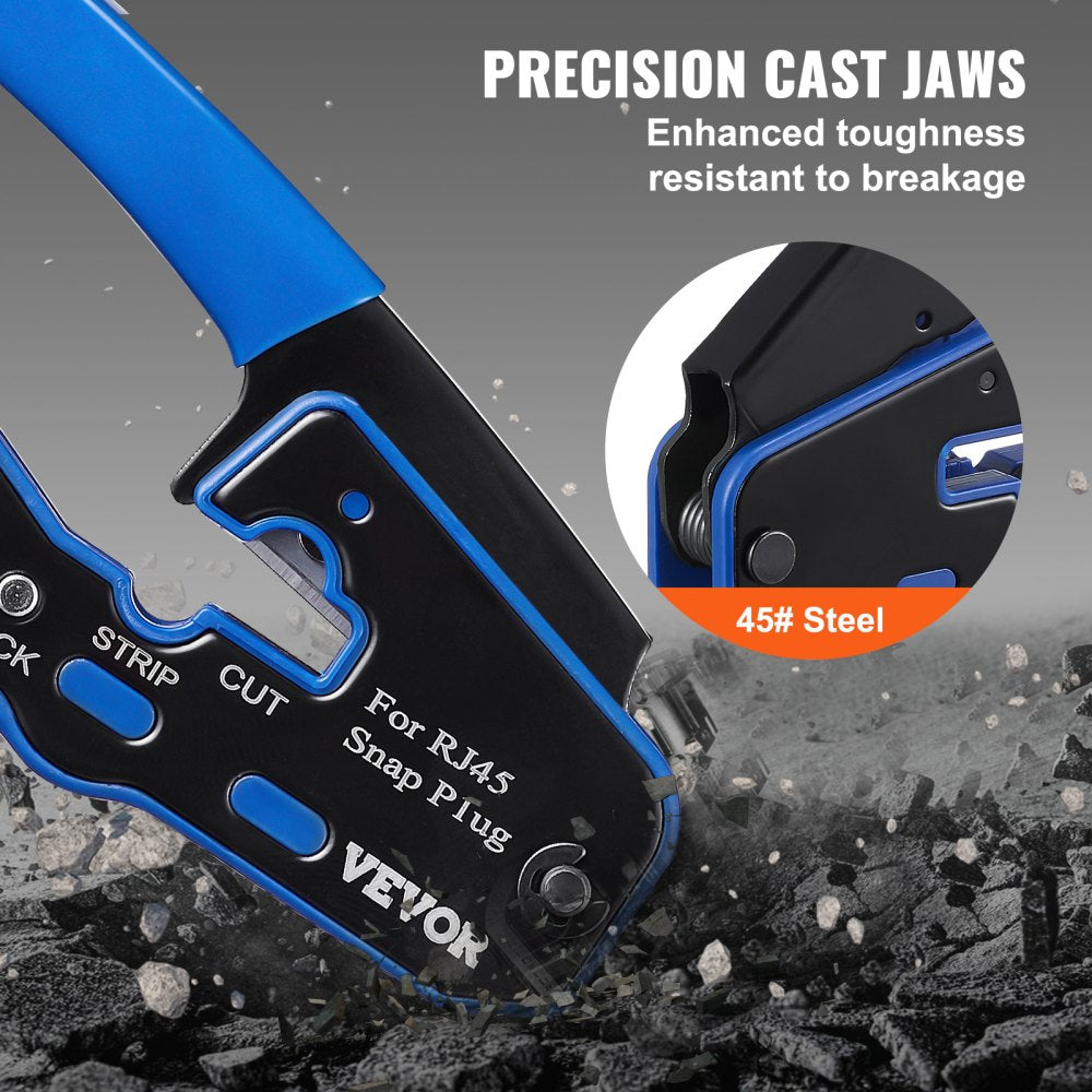 HT-08P6 - VEVOR 3-in-1 Crimp Tool Kit for Cat5e & Cat6 Cables