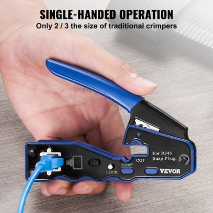 HT-08P6 - VEVOR 3-in-1 Crimp Tool Kit for Cat5e & Cat6 Cables