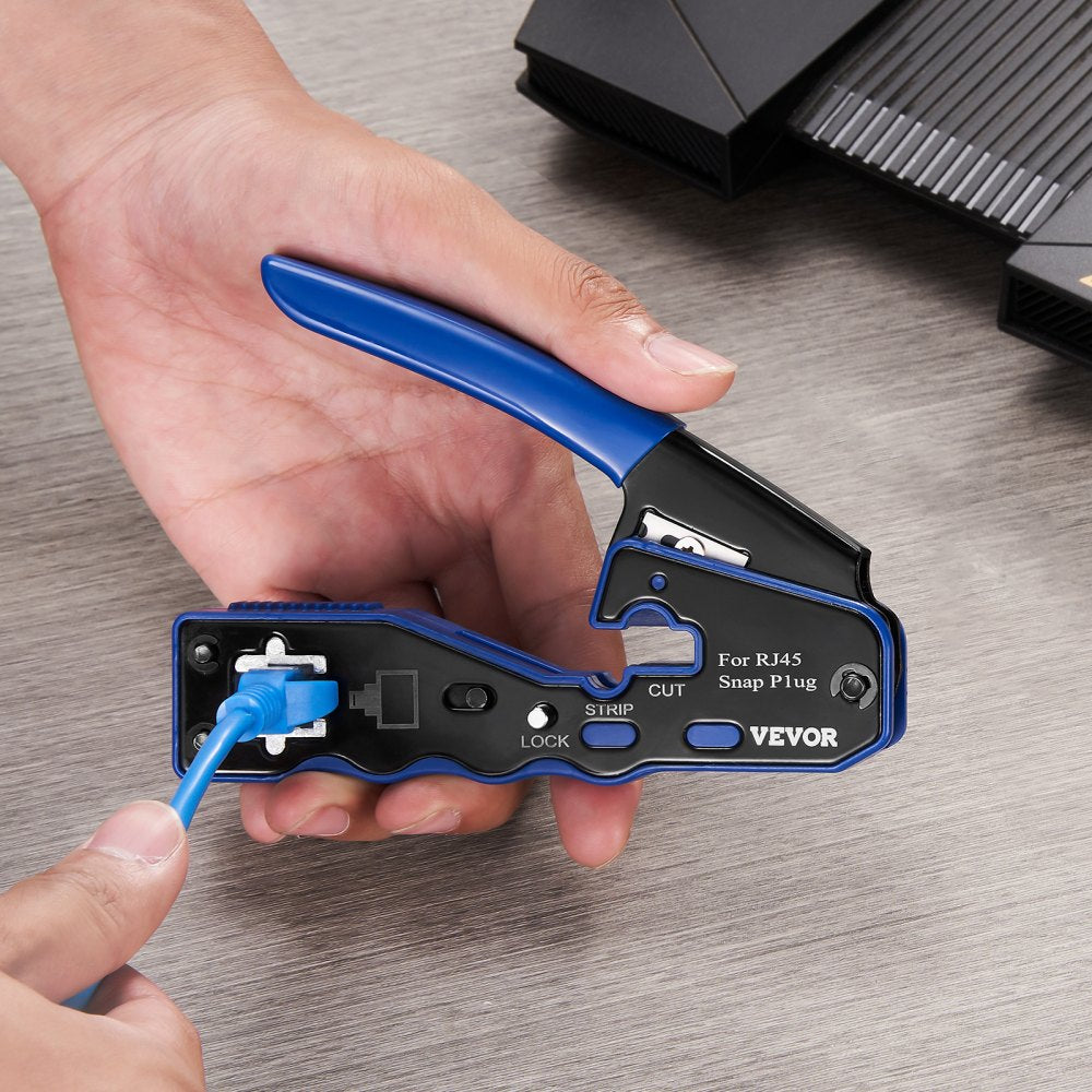 HT-08P6 - VEVOR 3-in-1 Crimp Tool Kit for Cat5e & Cat6 Cables
