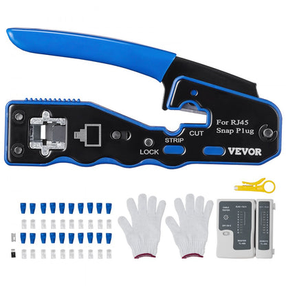 HT-08P6 - VEVOR 3-in-1 Crimp Tool Kit for Cat5e & Cat6 Cables