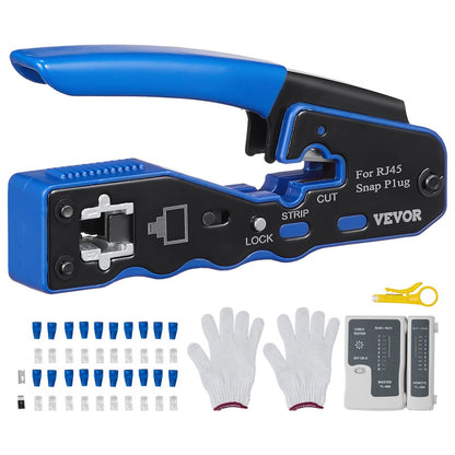 HT-08P6 - VEVOR 3-in-1 Crimp Tool Kit for Cat5e & Cat6 Cables