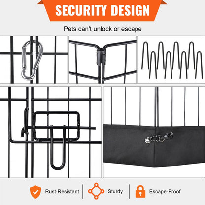 BSL6161-1 - 24" High Customizable Metal Dog Playpen with Waterproof Mat