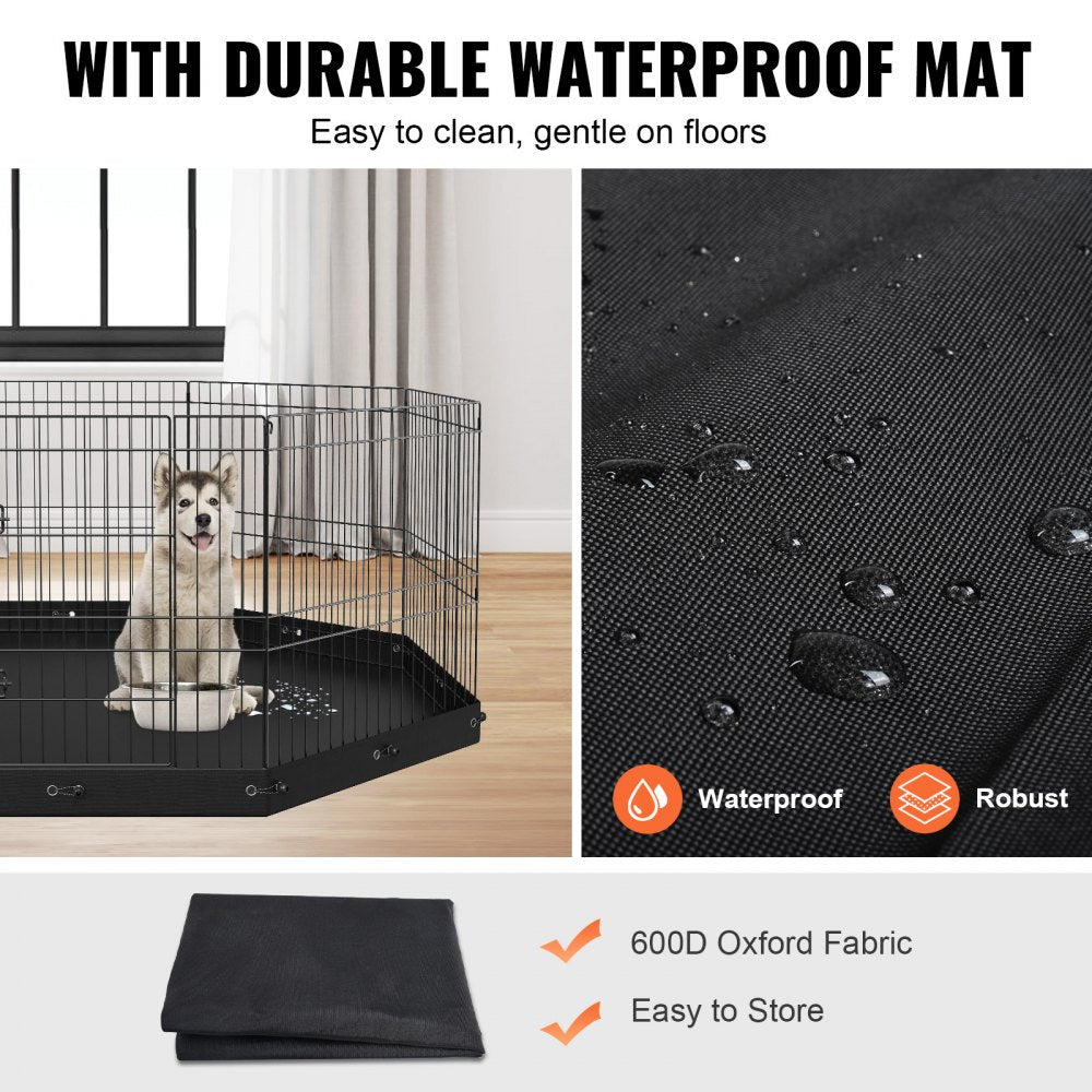 BSL6161-1 - 24" High Customizable Metal Dog Playpen with Waterproof Mat