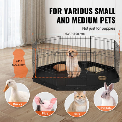 BSL6161-1 - 24" High Customizable Metal Dog Playpen with Waterproof Mat