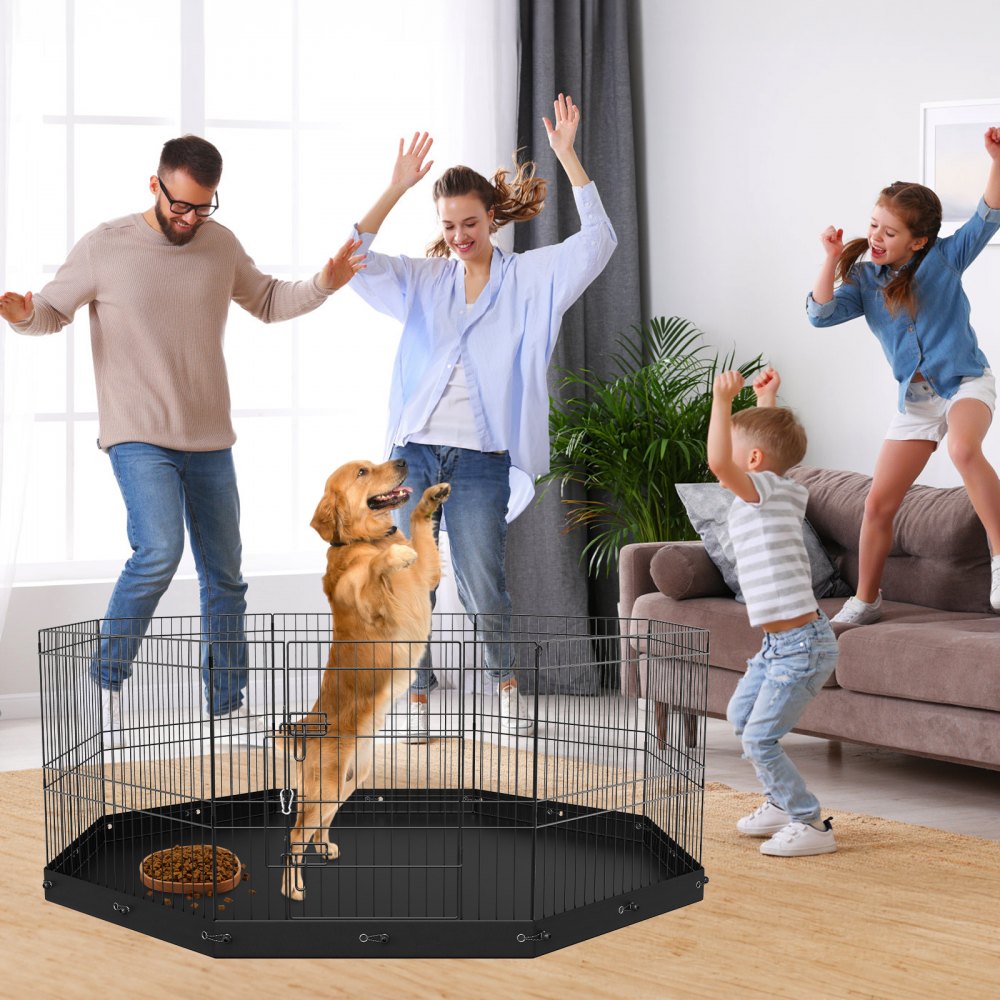 BSL6161-1 - 24" High Customizable Metal Dog Playpen with Waterproof Mat