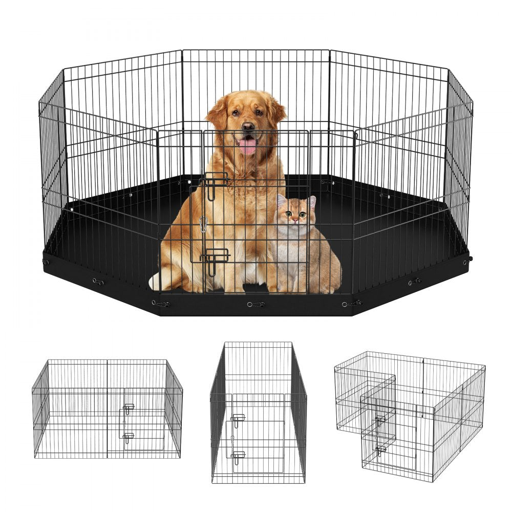 BSL6161-1 - 24" High Customizable Metal Dog Playpen with Waterproof Mat