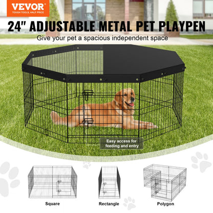 BSL6161-2 - 63" Octagonal Dog Playpen with Top Cover, 8 Panels