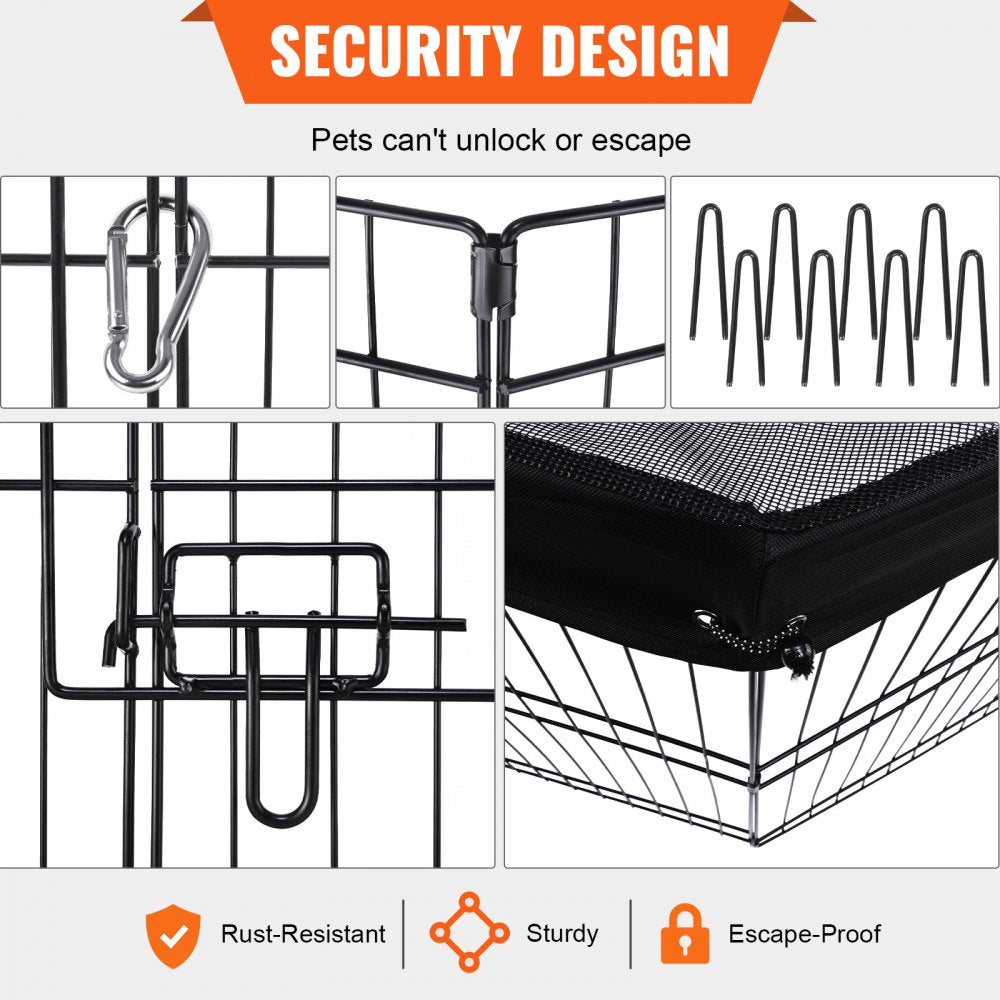 BSL6161-2 - 63" Octagonal Dog Playpen with Top Cover, 8 Panels
