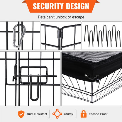 BSL6161-2 - 63" Octagonal Dog Playpen with Top Cover, 8 Panels