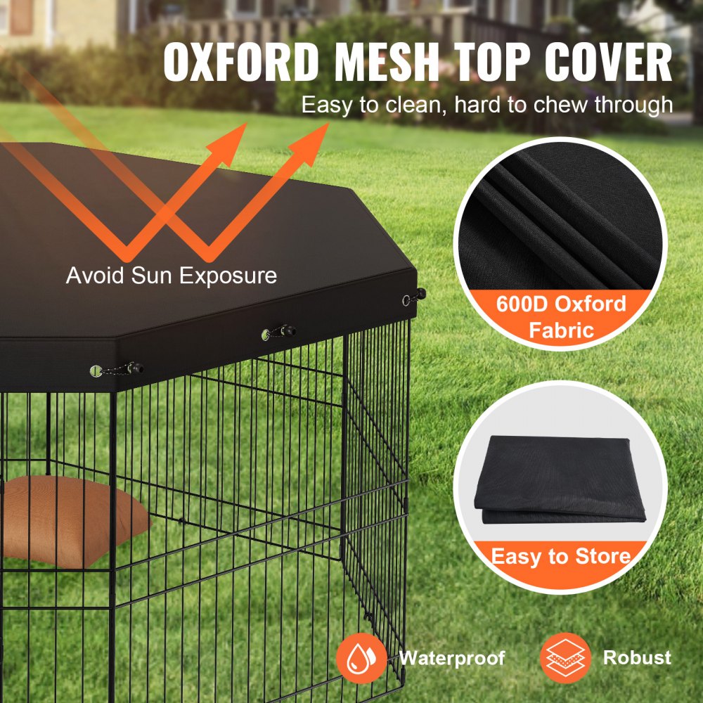 BSL6161-2 - 63" Octagonal Dog Playpen with Top Cover, 8 Panels