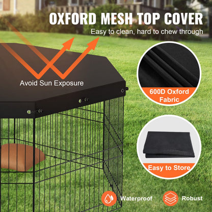 BSL6161-2 - 63" Octagonal Dog Playpen with Top Cover, 8 Panels