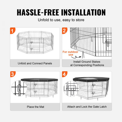 BSL6161-2 - 63" Octagonal Dog Playpen with Top Cover, 8 Panels