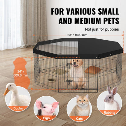BSL6161-2 - 63" Octagonal Dog Playpen with Top Cover, 8 Panels