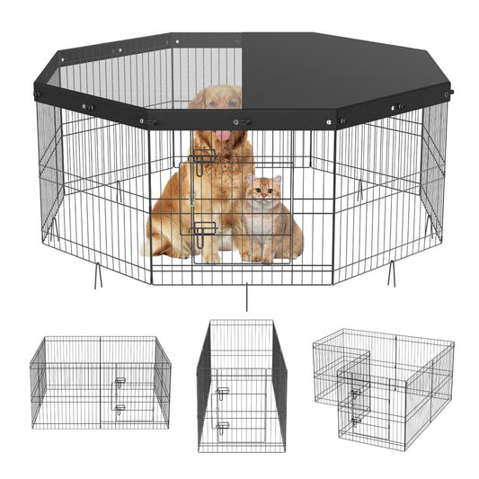 BSL6161-2 - 63" Octagonal Dog Playpen with Top Cover, 8 Panels