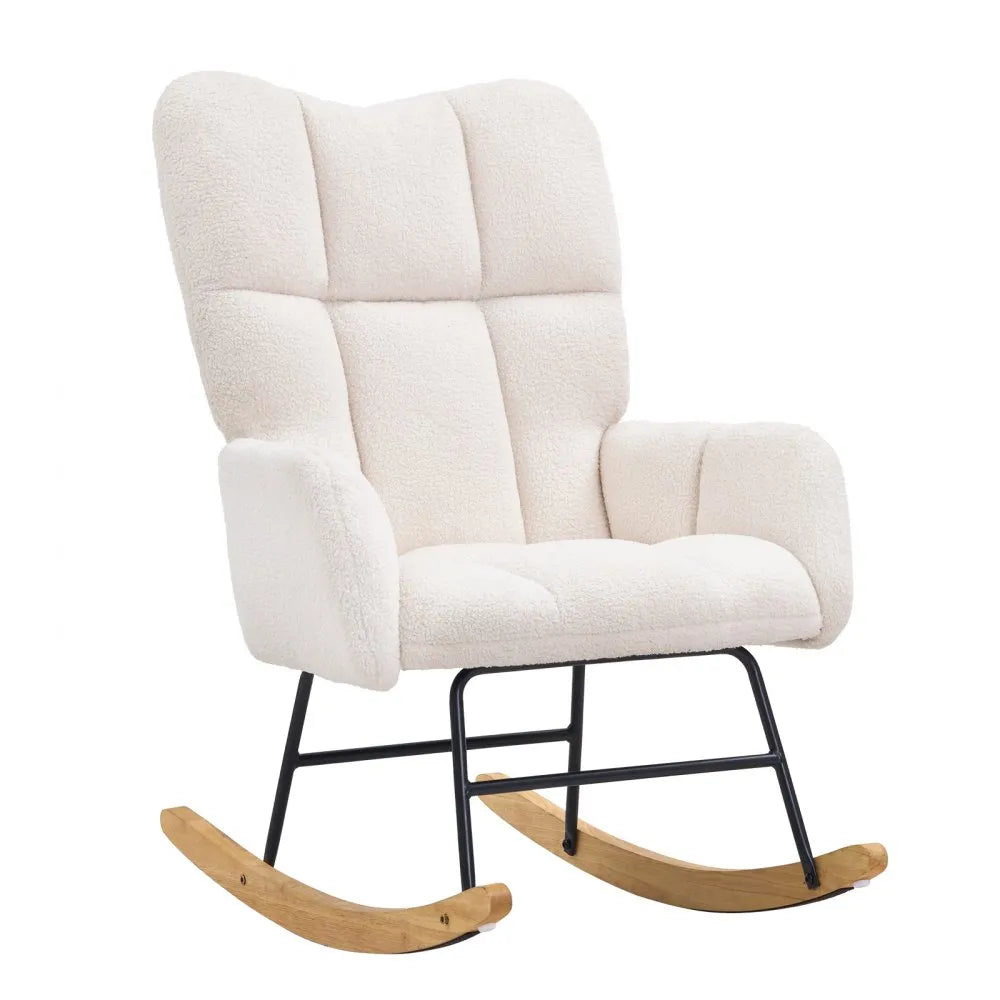 SX-40032 - Compact Ivory Rocking Chair for Nursery, 250 lbs Capacity