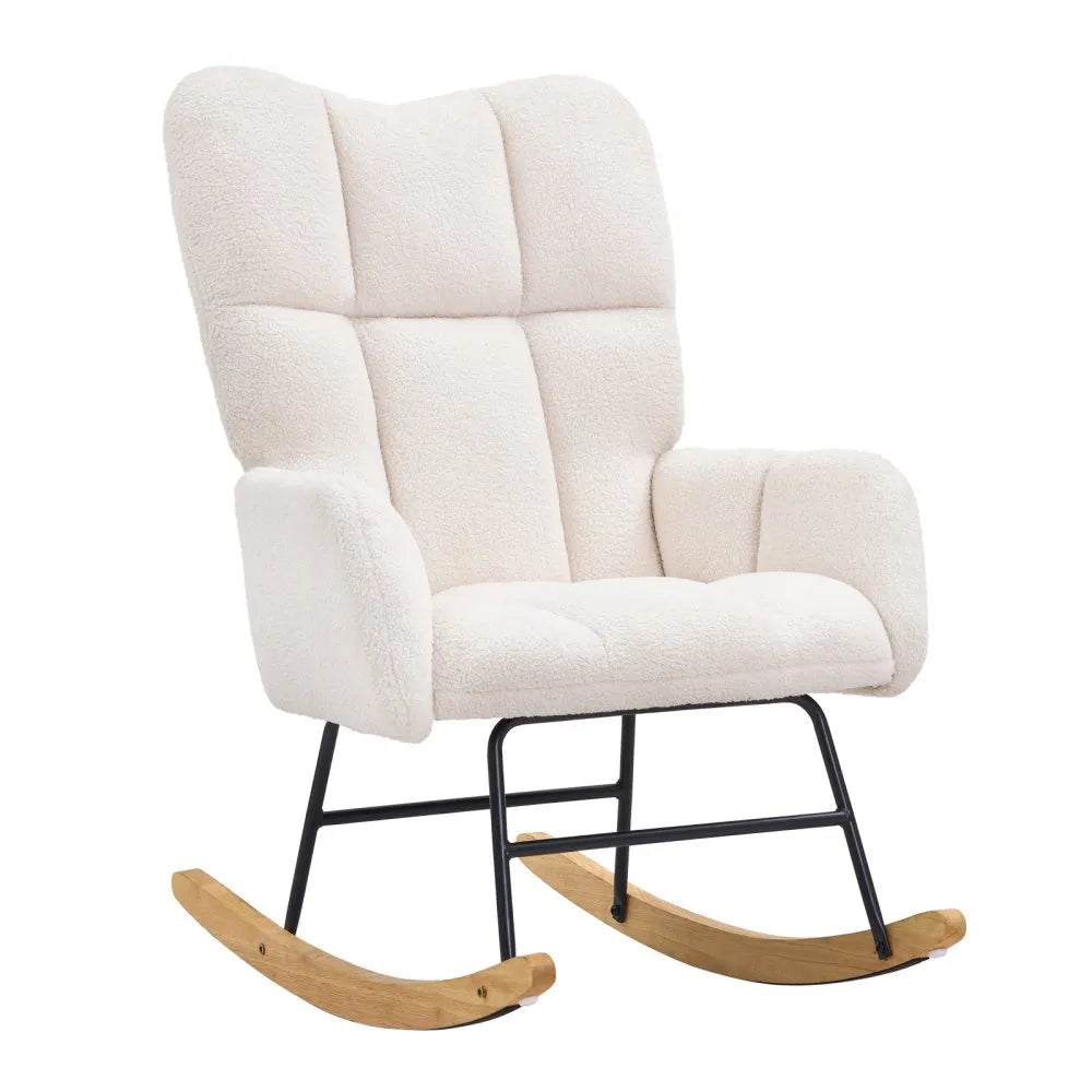 SX-40032 - Compact Ivory Rocking Chair for Nursery, 250 lbs Capacity