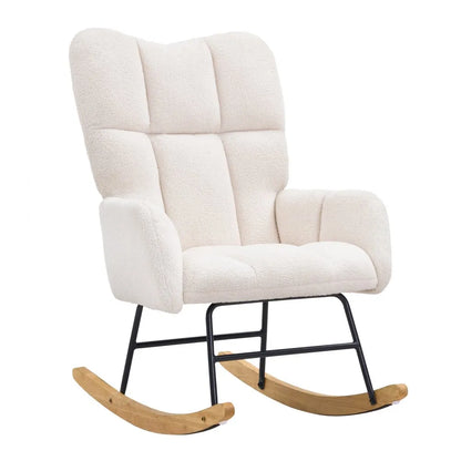 SX-40032 - Compact Ivory Rocking Chair for Nursery, 250 lbs Capacity