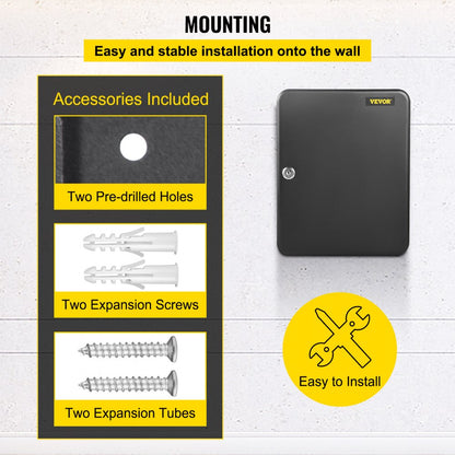 010319271742 - 12"x9.4" Wall-Mounted Key Organizer in Durable Steel