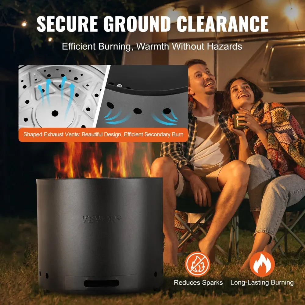 6834-38 - 15" VEVOR Smokeless Fire Pit with Durable Stainless Steel Design