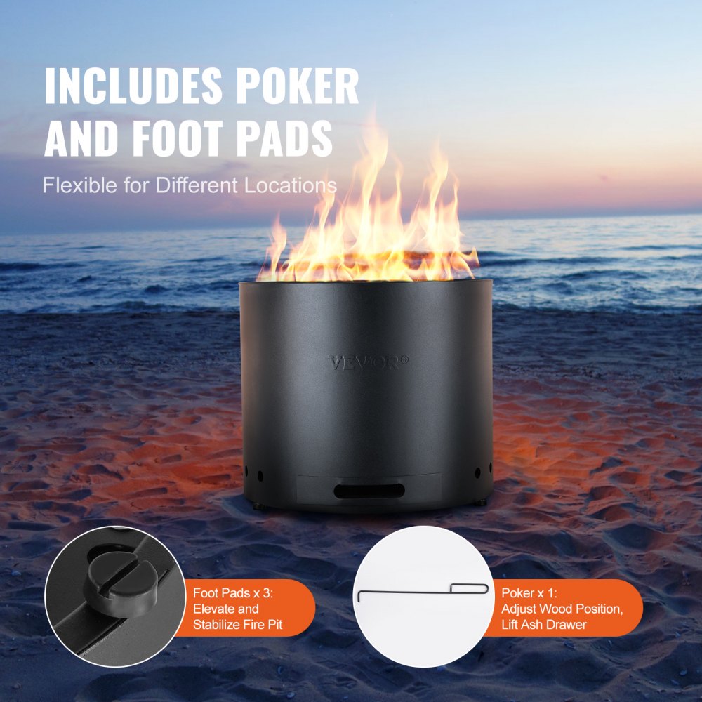 6834-38 - 15" VEVOR Smokeless Fire Pit with Durable Stainless Steel Design