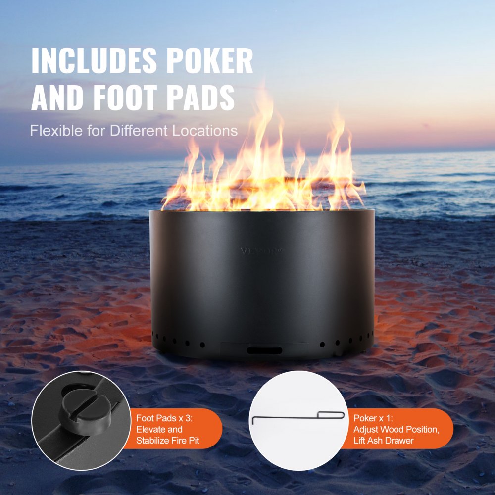 6834-71 - 28" VEVOR Smokeless Fire Pit in Durable Stainless Steel