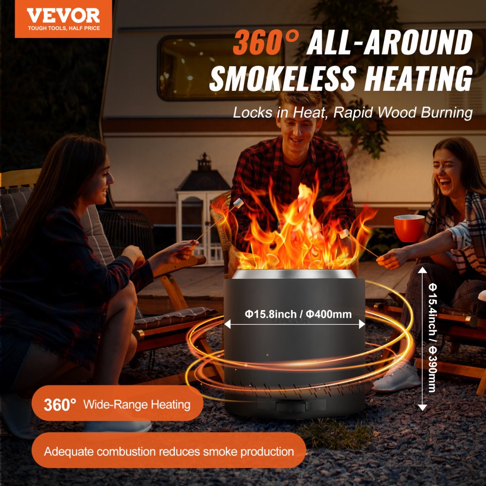 YCS-9038-16 - 15.8" Stainless Steel Smokeless Fire Pit for 6 People