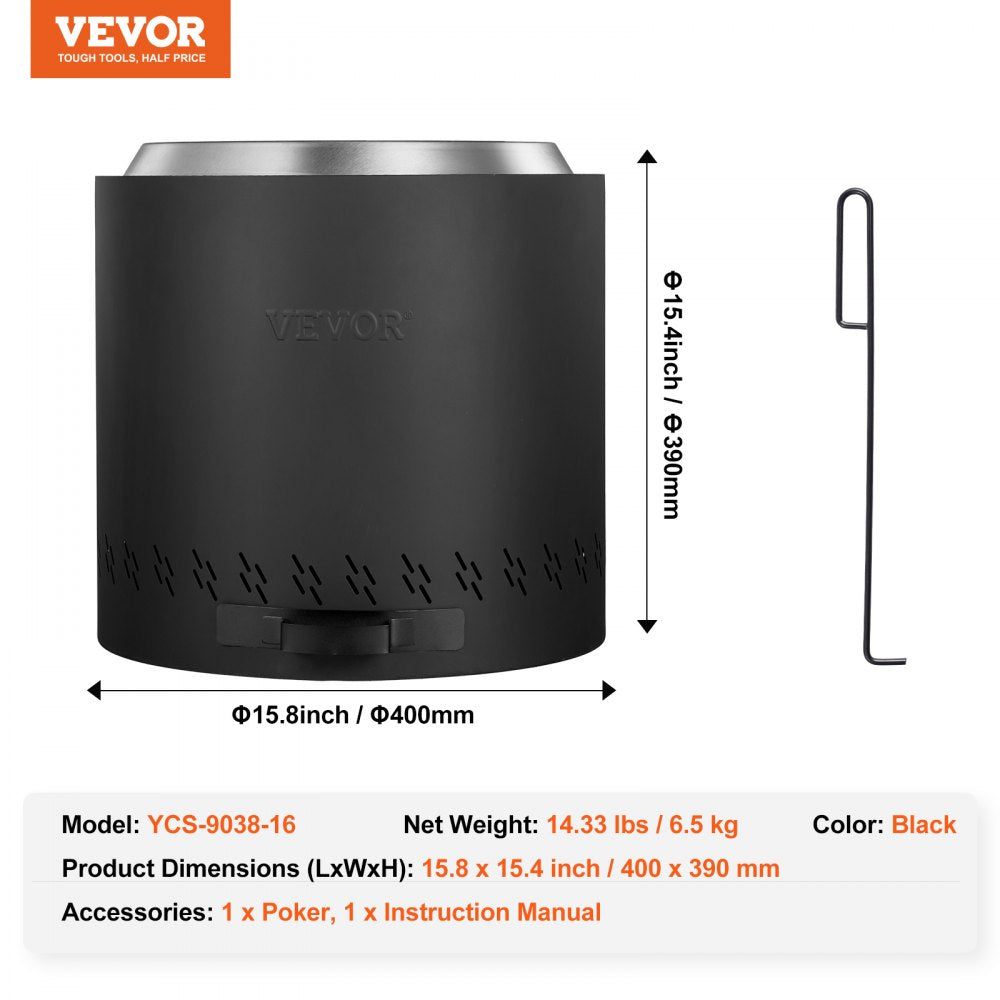 YCS-9038-16 - 15.8" Stainless Steel Smokeless Fire Pit for 6 People