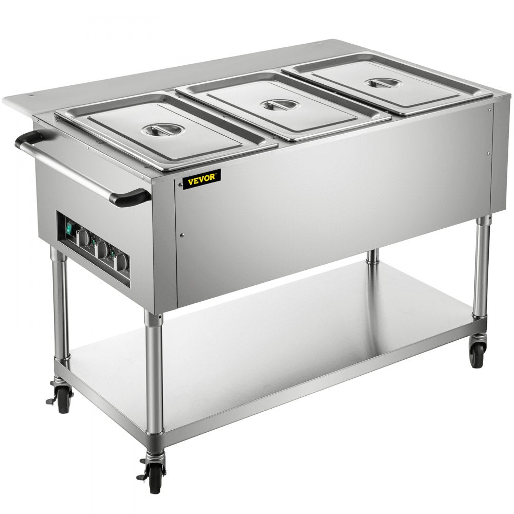 FZ-07C1 - Stainless Steel 3-Pan Food Warmer with Rotary Temp Control