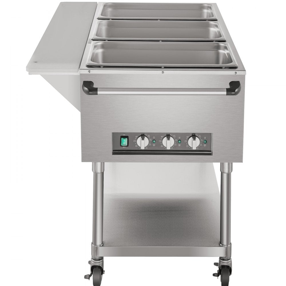 FZ-07C1 - Stainless Steel 3-Pan Food Warmer with Rotary Temp Control