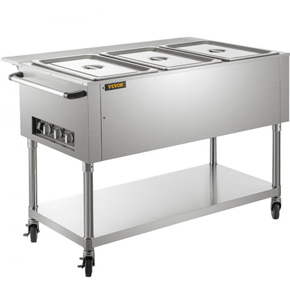 FZ-07C1 - Stainless Steel 3-Pan Food Warmer with Rotary Temp Control