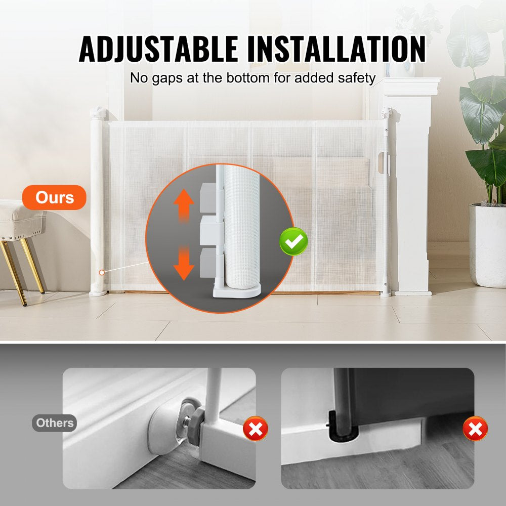 YJ-3355 - 60" Retractable Pet Gate, 34.2" Tall, Easy One-Handed Use