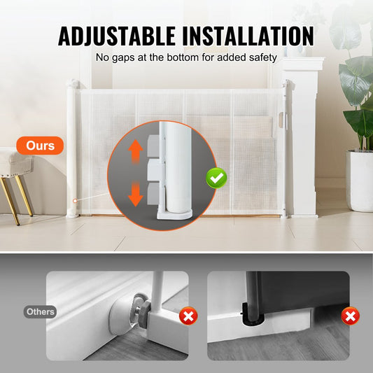 YJ-3355 - 60" Retractable Pet Gate, 34.2" Tall, Easy One-Handed Use