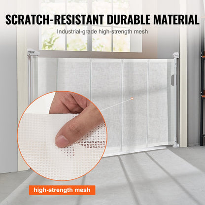 YJ-3355 - 60" Retractable Pet Gate, 34.2" Tall, Easy One-Handed Use