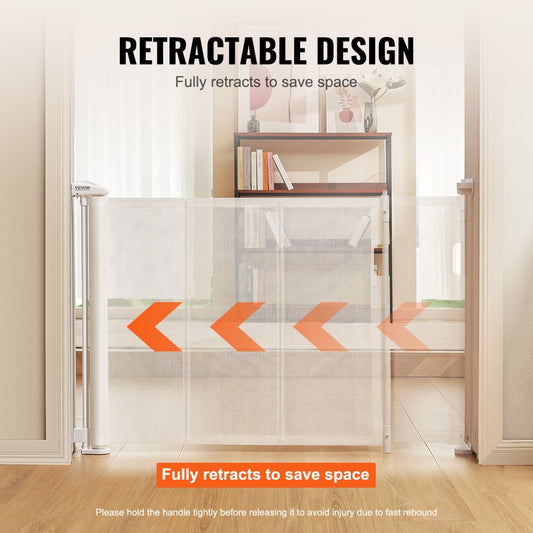 YJ-3371 - 34.2" Tall Retractable Baby Gate for Kids & Pets