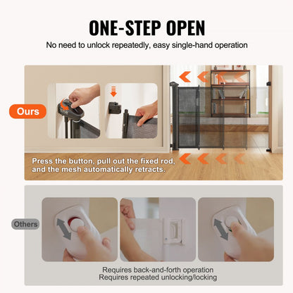 YJ-33110 - 34.2" Retractable Baby Gate with Anti-Crawl Mesh Design
