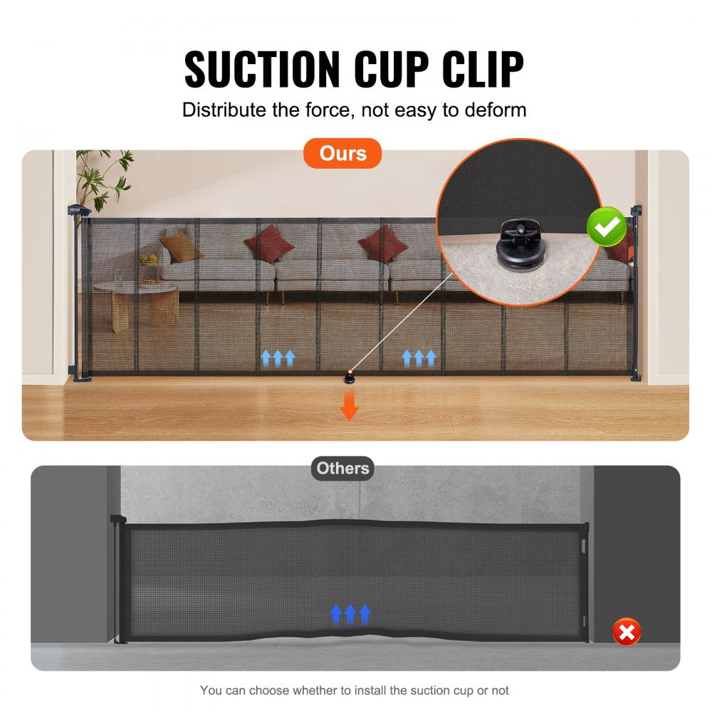 YJ-33110 - 34.2" Retractable Baby Gate with Anti-Crawl Mesh Design