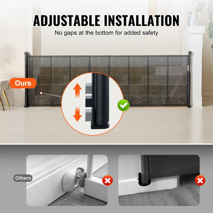 YJ-33110 - 34.2" Retractable Baby Gate with Anti-Crawl Mesh Design