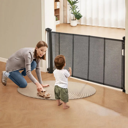 YJ-3355 - 34.2" Tall VEVOR Retractable Baby Gate, Extends 60" Wide