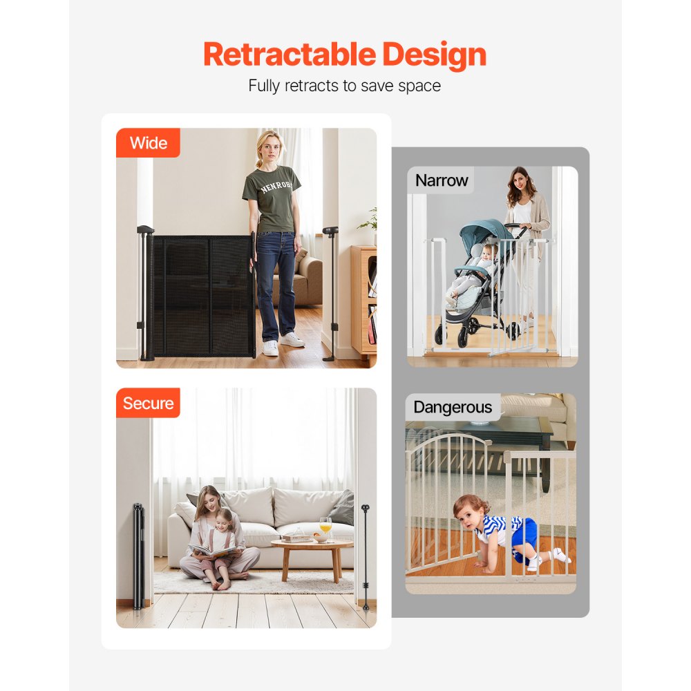 SH20.006BB-180CD - 34.2in Retractable Baby Gate for Kids & Pets