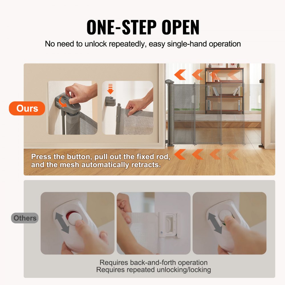 YJ-3371 - 76.8" VEVOR Retractable Baby Gate for Kids & Pets