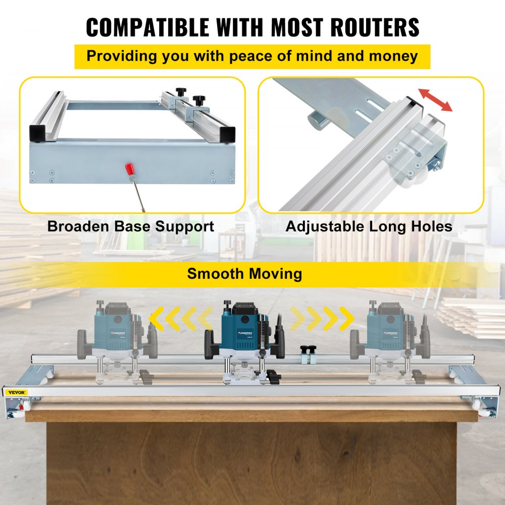 Planing Sled 60 in - 64" Aluminum Router Guide with Locking Handle