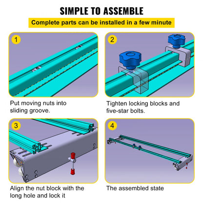 Planing Sled 60 in - 64" Aluminum Router Guide with Locking Handle