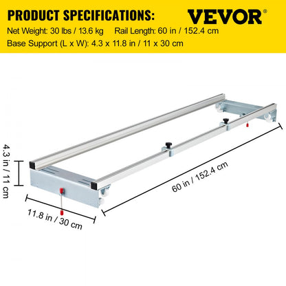 Planing Sled 60 in - 64" Aluminum Router Guide with Locking Handle