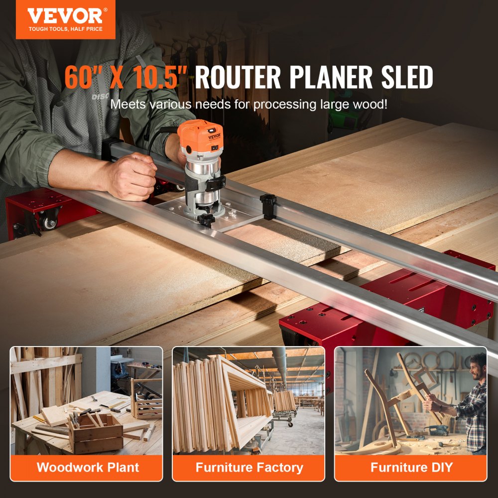 YS60-001 - Durable 60" Router Sled for Efficient Wood Slab Flattening